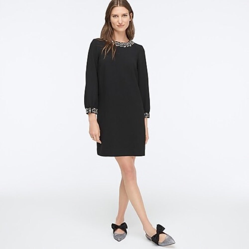 Jcrew jewel embellished long sleeved shift dress